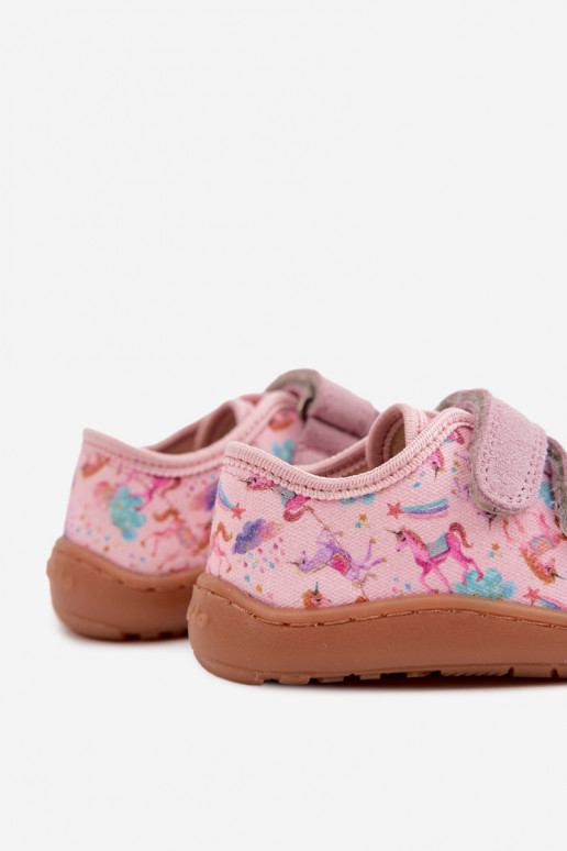 Rozā bērnu čības Barefoot vienradži Froddo Canvas G1700440-26