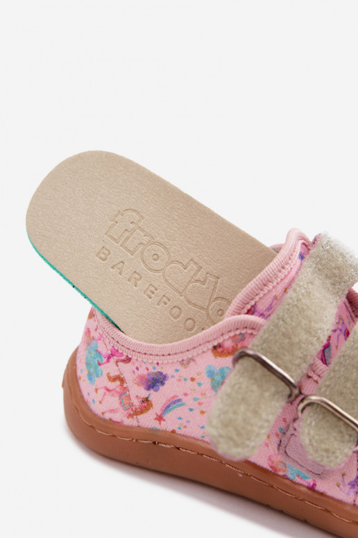 Rozā bērnu čības Barefoot vienradži Froddo Canvas G1700440-26