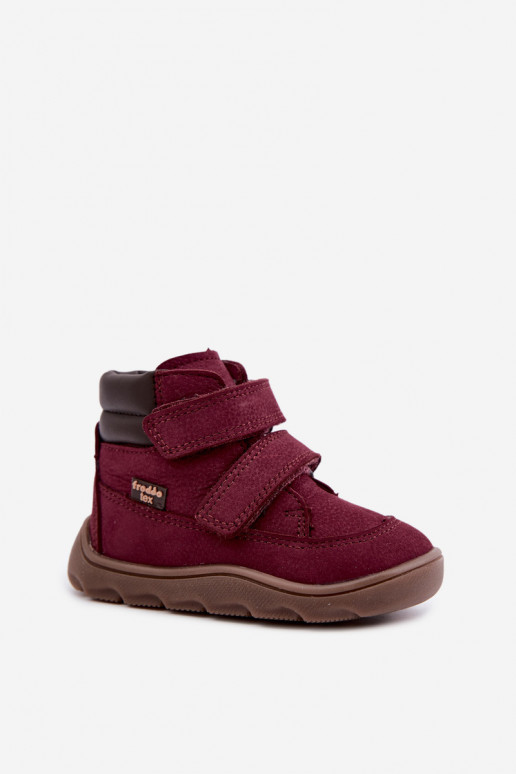 Burgundijas bērnu ādas kurpes Barefoot Froddo G2110150-9