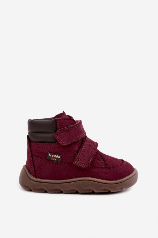 Burgundijas bērnu ādas kurpes Barefoot Froddo G2110150-9