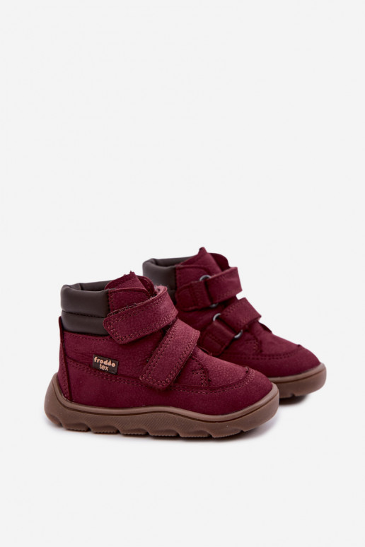 Burgundijas bērnu ādas kurpes Barefoot Froddo G2110150-9