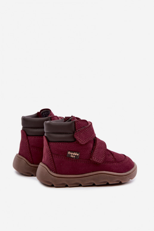 Burgundijas bērnu ādas kurpes Barefoot Froddo G2110150-9
