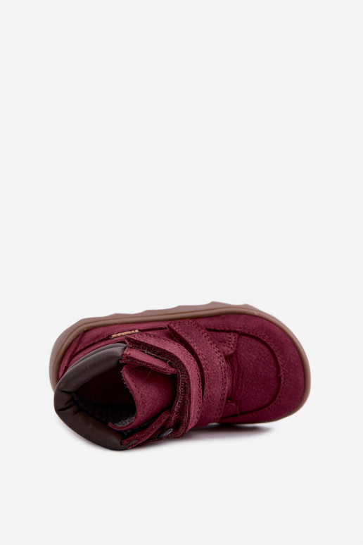 Burgundijas bērnu ādas kurpes Barefoot Froddo G2110150-9