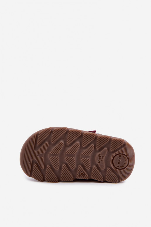 Burgundijas bērnu ādas kurpes Barefoot Froddo G2110150-9