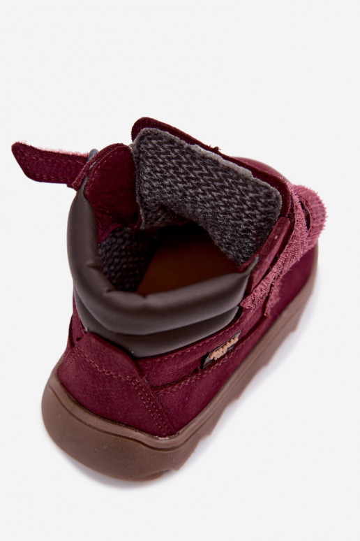 Burgundijas bērnu ādas kurpes Barefoot Froddo G2110150-9