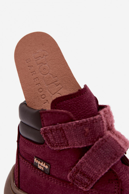 Burgundijas bērnu ādas kurpes Barefoot Froddo G2110150-9