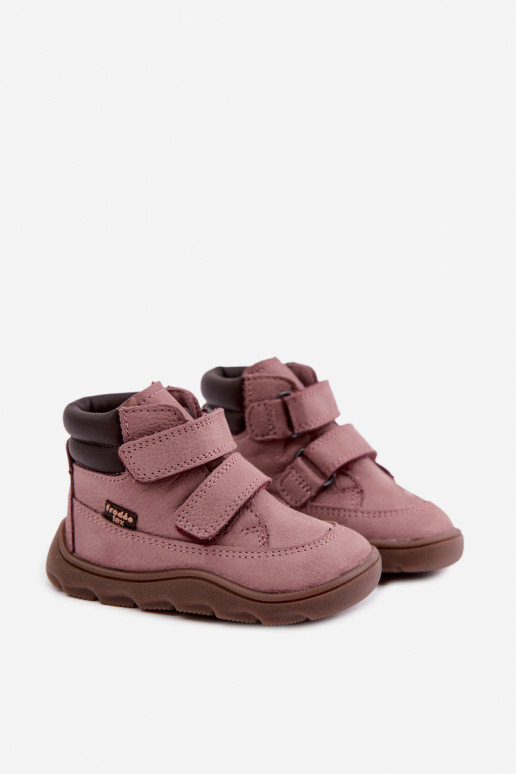 Rozā bērnu ādas kurpes Barefoot Froddo G2110150-5