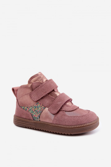 Rozā bērnu zamša kurpes Barefoot ar spīdumu Froddo G2110157-5