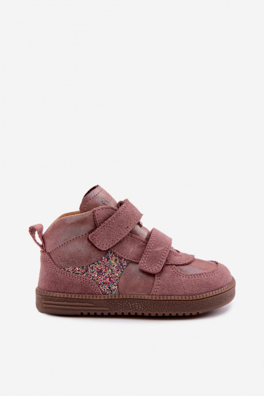 Rozā bērnu zamša kurpes Barefoot ar spīdumu Froddo G2110157-5