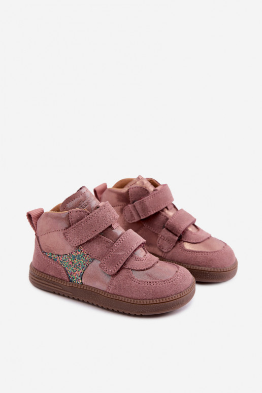 Rozā bērnu zamša kurpes Barefoot ar spīdumu Froddo G2110157-5