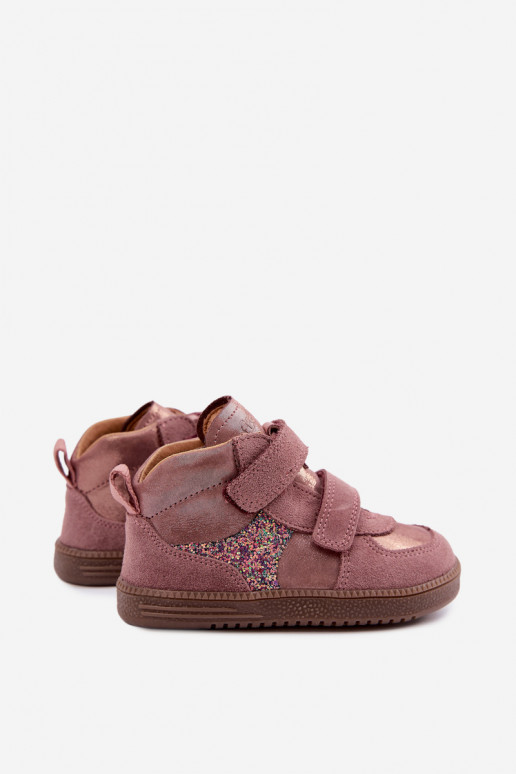Rozā bērnu zamša kurpes Barefoot ar spīdumu Froddo G2110157-5