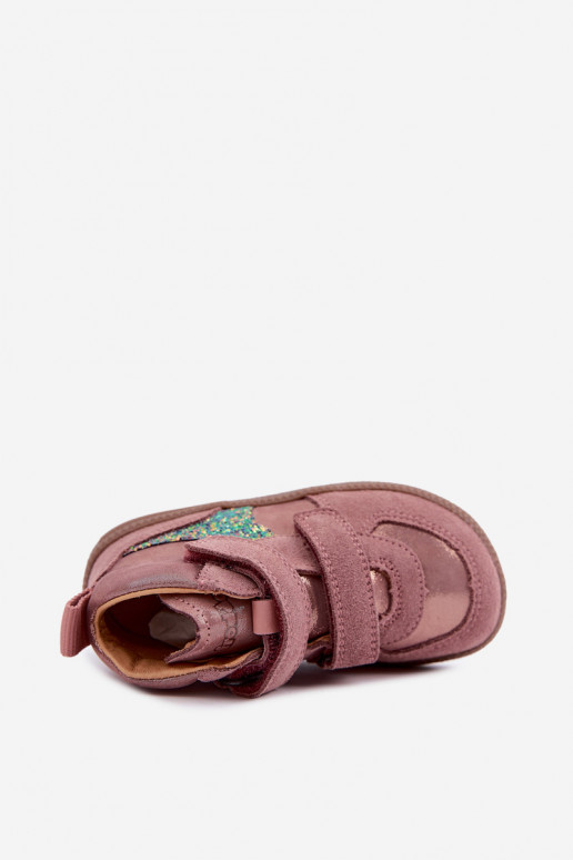 Rozā bērnu zamša kurpes Barefoot ar spīdumu Froddo G2110157-5