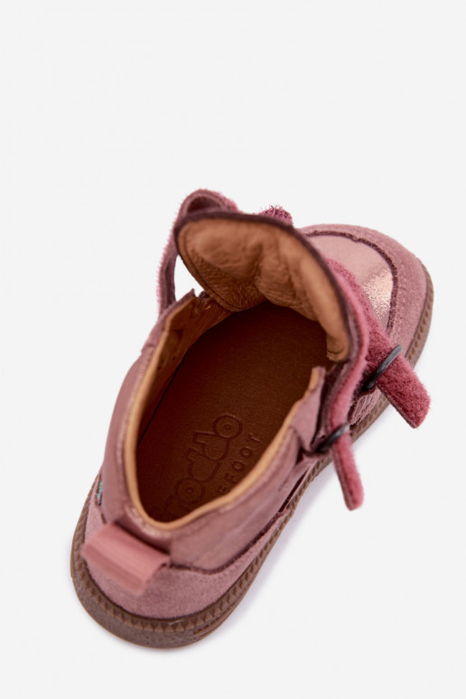 Rozā bērnu zamša kurpes Barefoot ar spīdumu Froddo G2110157-5