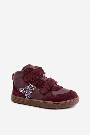 Burgundijas bērnu zamša kurpes Barefoot Froddo G2110157-4