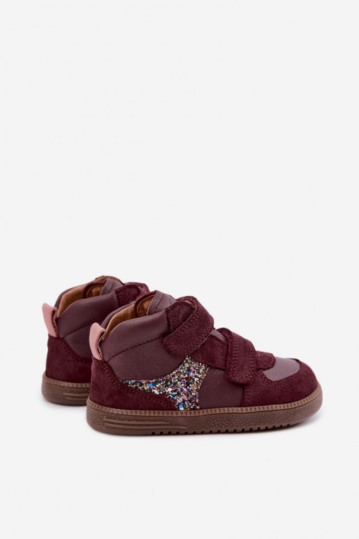 Burgundijas bērnu zamša kurpes Barefoot Froddo G2110157-4