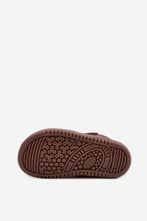 Burgundijas bērnu zamša kurpes Barefoot Froddo G2110157-4