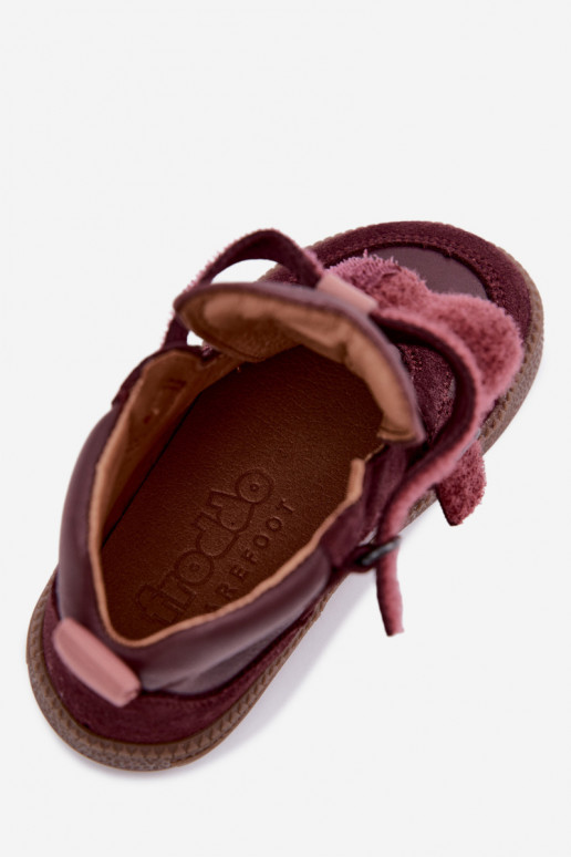 Burgundijas bērnu zamša kurpes Barefoot Froddo G2110157-4