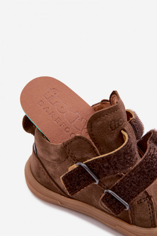Brūnas bērnu ādas kurpes Barefoot Froddo G2130380-2