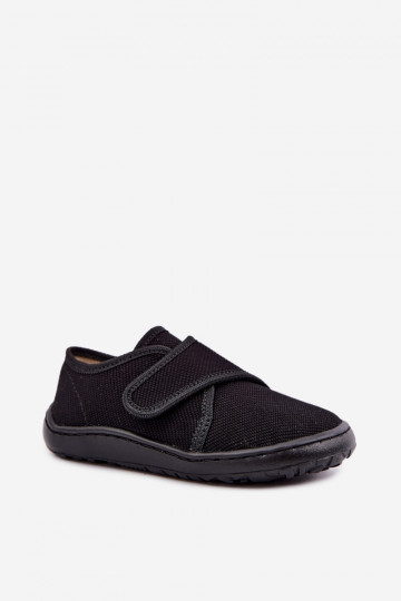 Bērnu čības zēniem ar lipīgām aizdares Barefoot Froddo G1700438-15 melnā krāsā