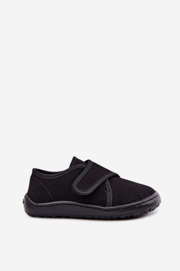 Bērnu čības zēniem ar lipīgām aizdares Barefoot Froddo G1700438-15 melnā krāsā 2