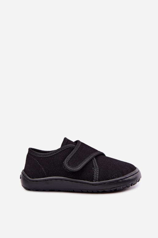 Bērnu čības zēniem ar lipīgām aizdares Barefoot Froddo G1700438-15 melnā krāsā