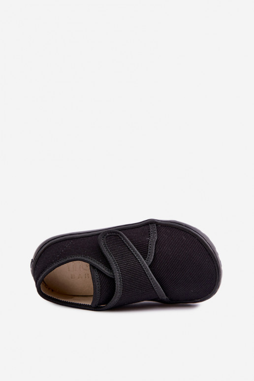 Bērnu čības zēniem ar lipīgām aizdares Barefoot Froddo G1700438-15 melnā krāsā