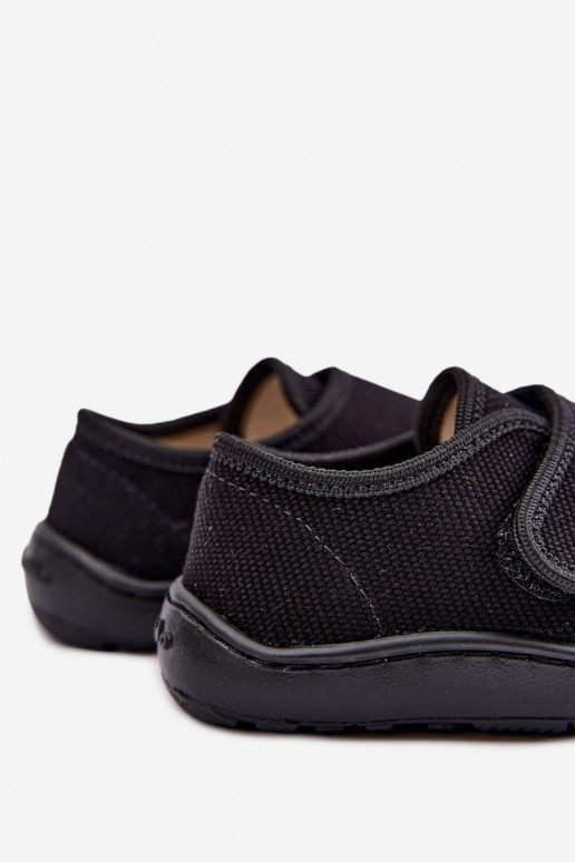 Bērnu čības zēniem ar lipīgām aizdares Barefoot Froddo G1700438-15 melnā krāsā