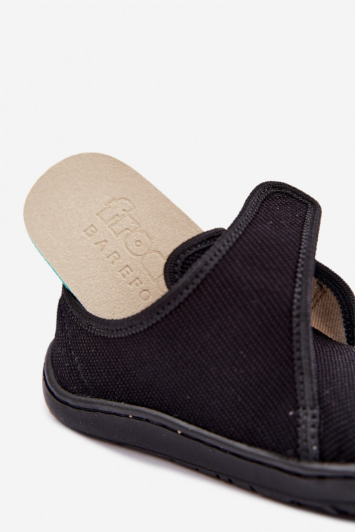 Bērnu čības zēniem ar lipīgām aizdares Barefoot Froddo G1700438-15 melnā krāsā