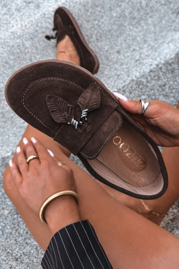 Mokasīni no mākslīgās zamšas Barefoot Zazoo 10220, šokolādes