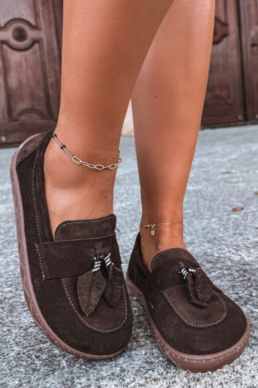 Mokasīni no mākslīgās zamšas Barefoot Zazoo 10220, šokolādes
