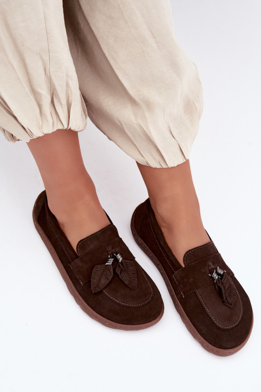 Mokasīni no mākslīgās zamšas Barefoot Zazoo 10220, šokolādes