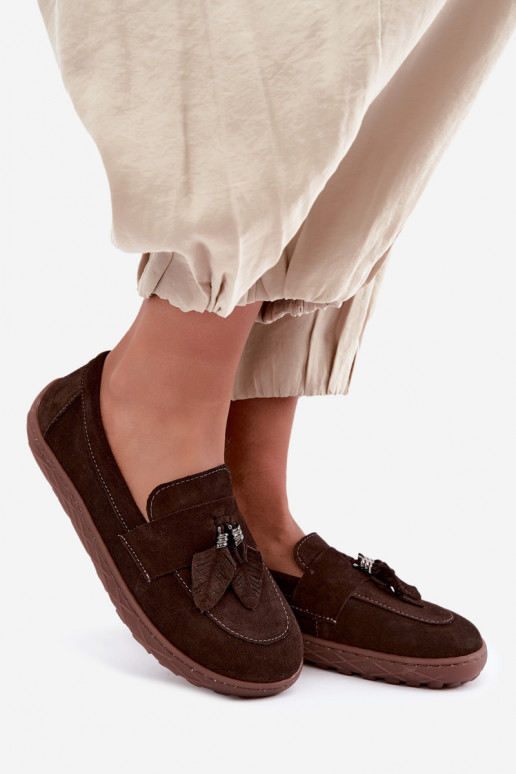 Mokasīni no mākslīgās zamšas Barefoot Zazoo 10220, šokolādes
