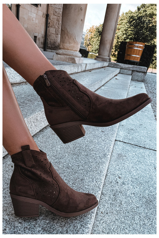 Caurspīdīgi zābaki cowboy stila ar papēžiem S.Barski HY62-8147 šokolādes