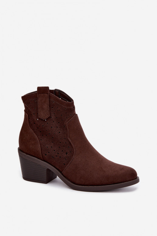 Caurspīdīgi zābaki cowboy stila ar papēžiem S.Barski HY62-8147 šokolādes