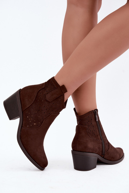Caurspīdīgi zābaki cowboy stila ar papēžiem S.Barski HY62-8147 šokolādes