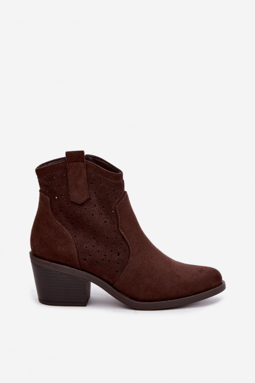 Caurspīdīgi zābaki cowboy stila ar papēžiem S.Barski HY62-8147 šokolādes