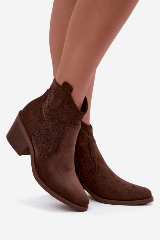 Caurspīdīgi zābaki cowboy stila ar papēžiem S.Barski HY62-8147 brūni