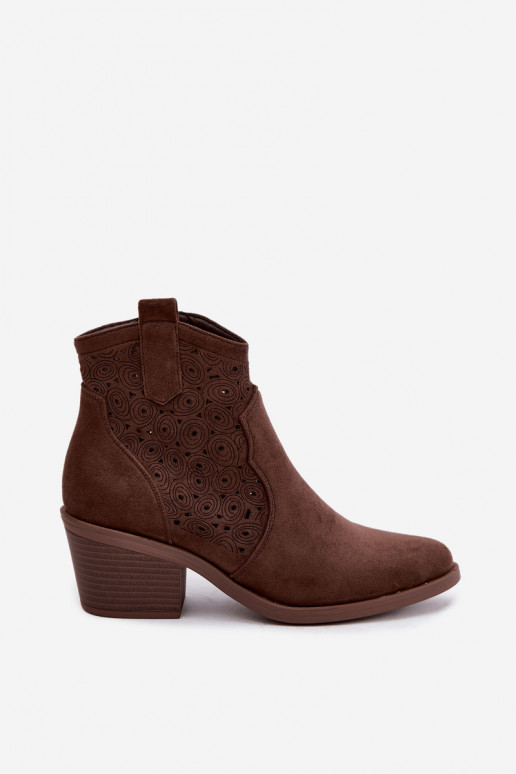 Caurspīdīgi zābaki cowboy stila ar papēžiem S.Barski HY62-8147 brūni