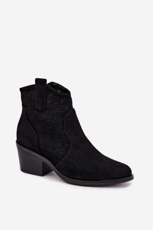 Caurspīdīgi zābaki cowboy stila ar papēžiem S.Barski HY62-8147 melni