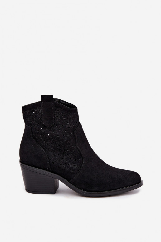 Caurspīdīgi zābaki cowboy stila ar papēžiem S.Barski HY62-8147 melni