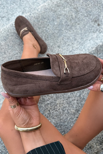 Zelta mokasīni Barefoot Ze ar brūniem akcentiem Paresa 2