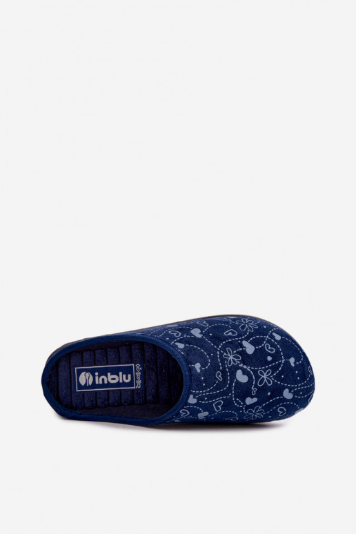 Tumši zili sieviešu čības ar rakstiem Inblu ET000041