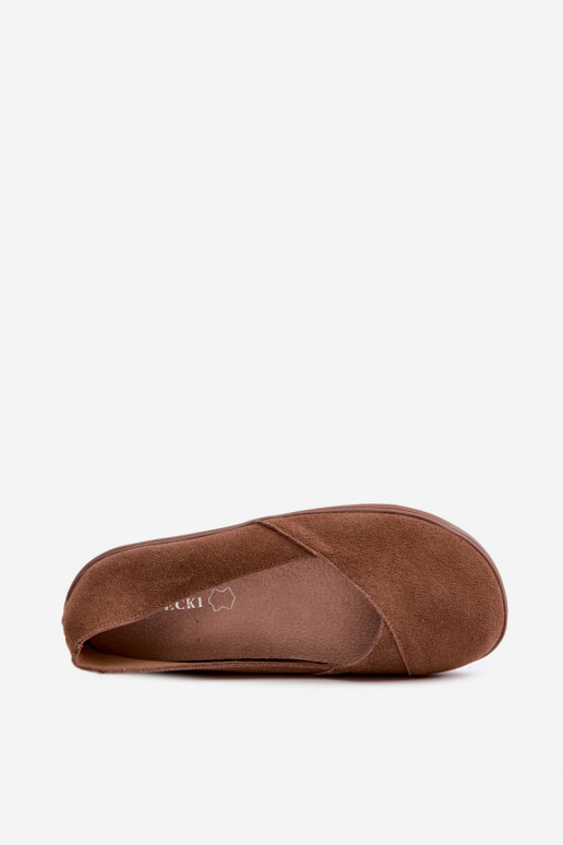 Barefoot balerīni no mākslīgās zamšā brūnā krāsā Mirelia