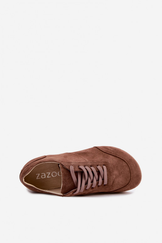 Barefoot sneakeri no mākslīgās zamšā brūnā krāsā Zazoo N1422