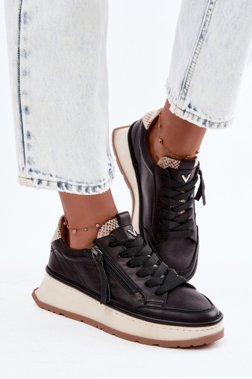 Melni ādas sneakers ar platformu Artiker 55C0624