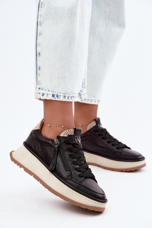 Melni ādas sneakers ar platformu Artiker 55C0624