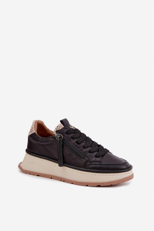 Melni ādas sneakers ar platformu Artiker 55C0624