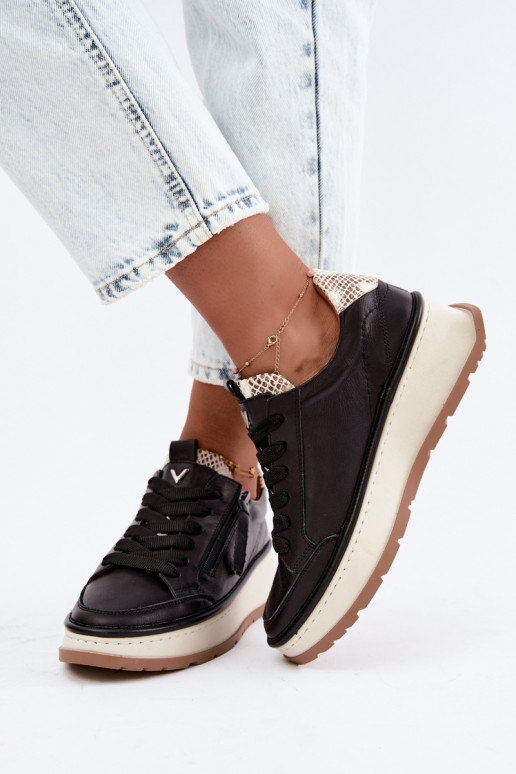 Melni ādas sneakers ar platformu Artiker 55C0624