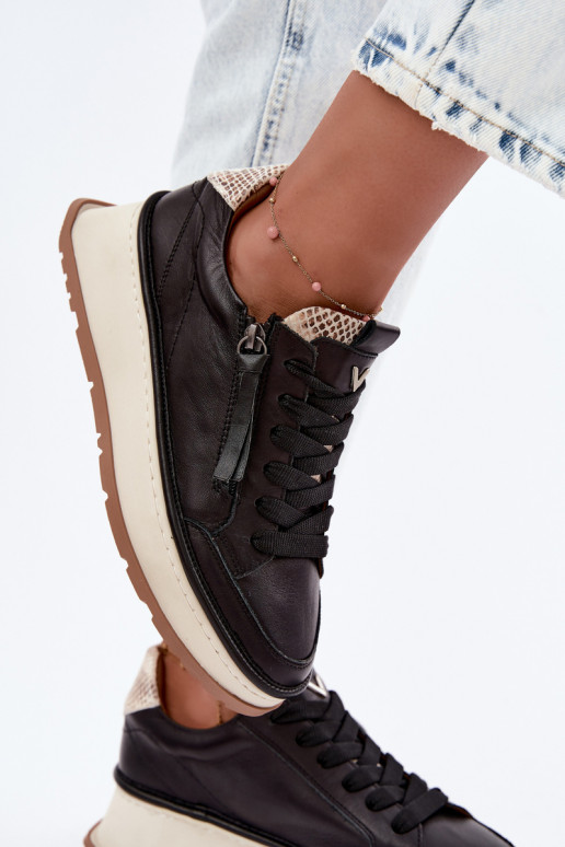 Melni ādas sneakers ar platformu Artiker 55C0624