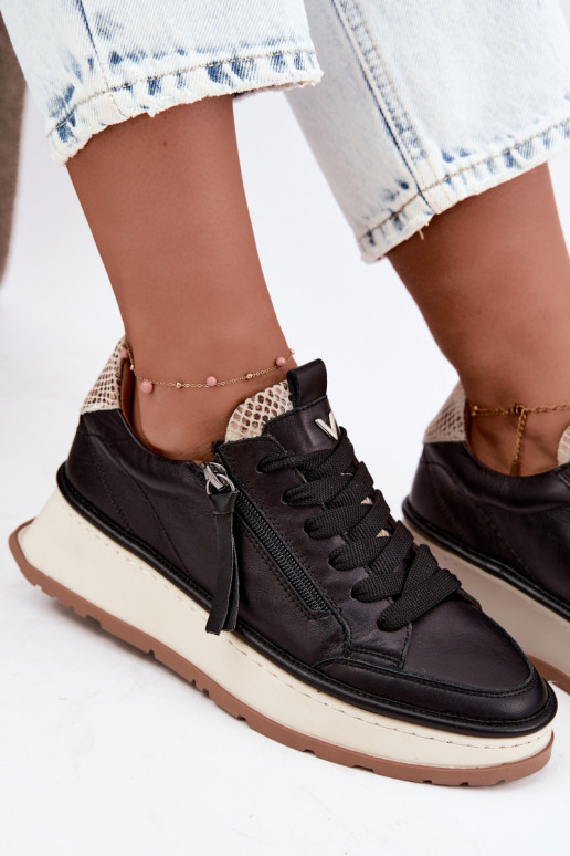 Melni ādas sneakers ar platformu Artiker 55C0624